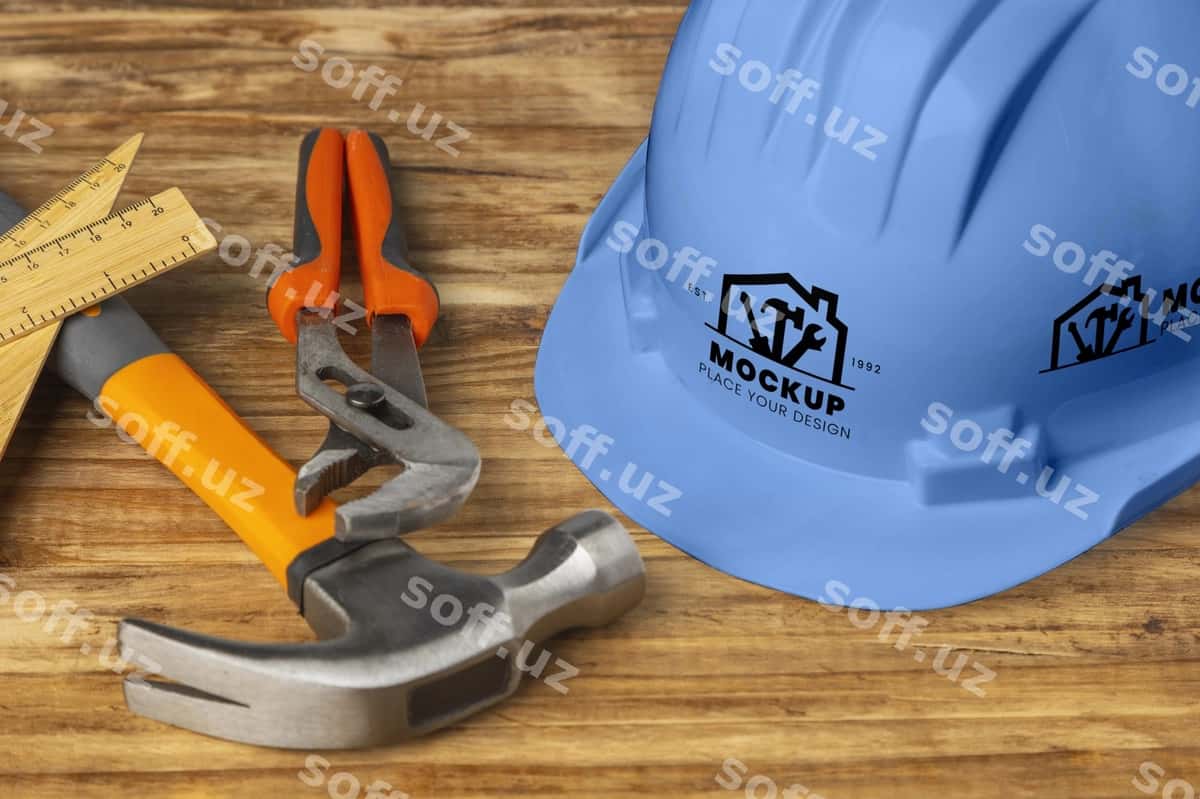 Qattal qalpak namuna dizayni | Hard hat mockup design 1