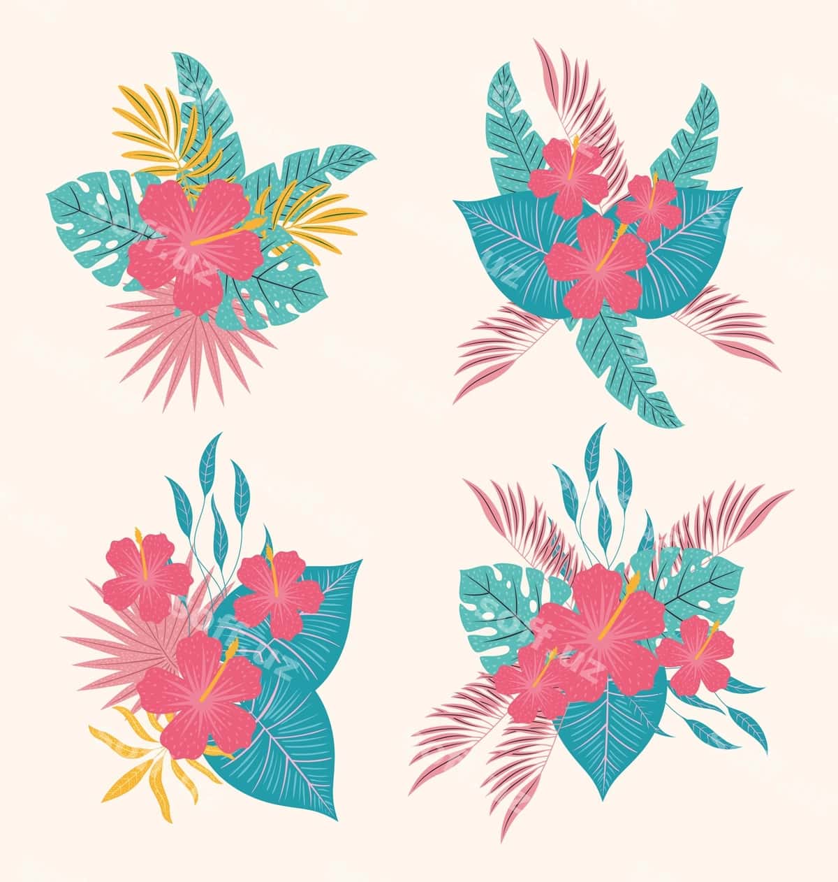 Gavayi gullari to'plami | Hawaiian flowers set 1