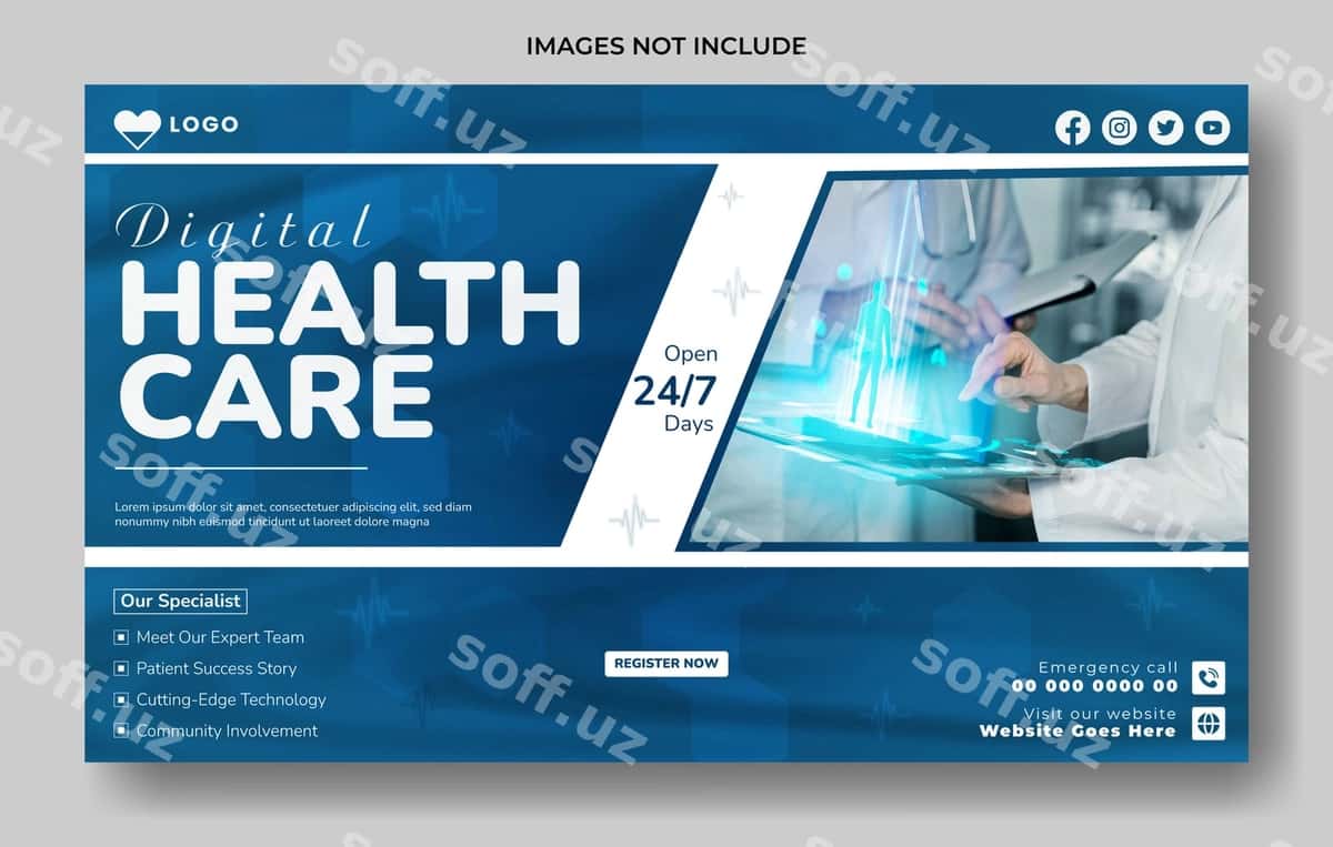 Sog'liqni saqlash veb baner dizayni | Healthcare web banner design 1