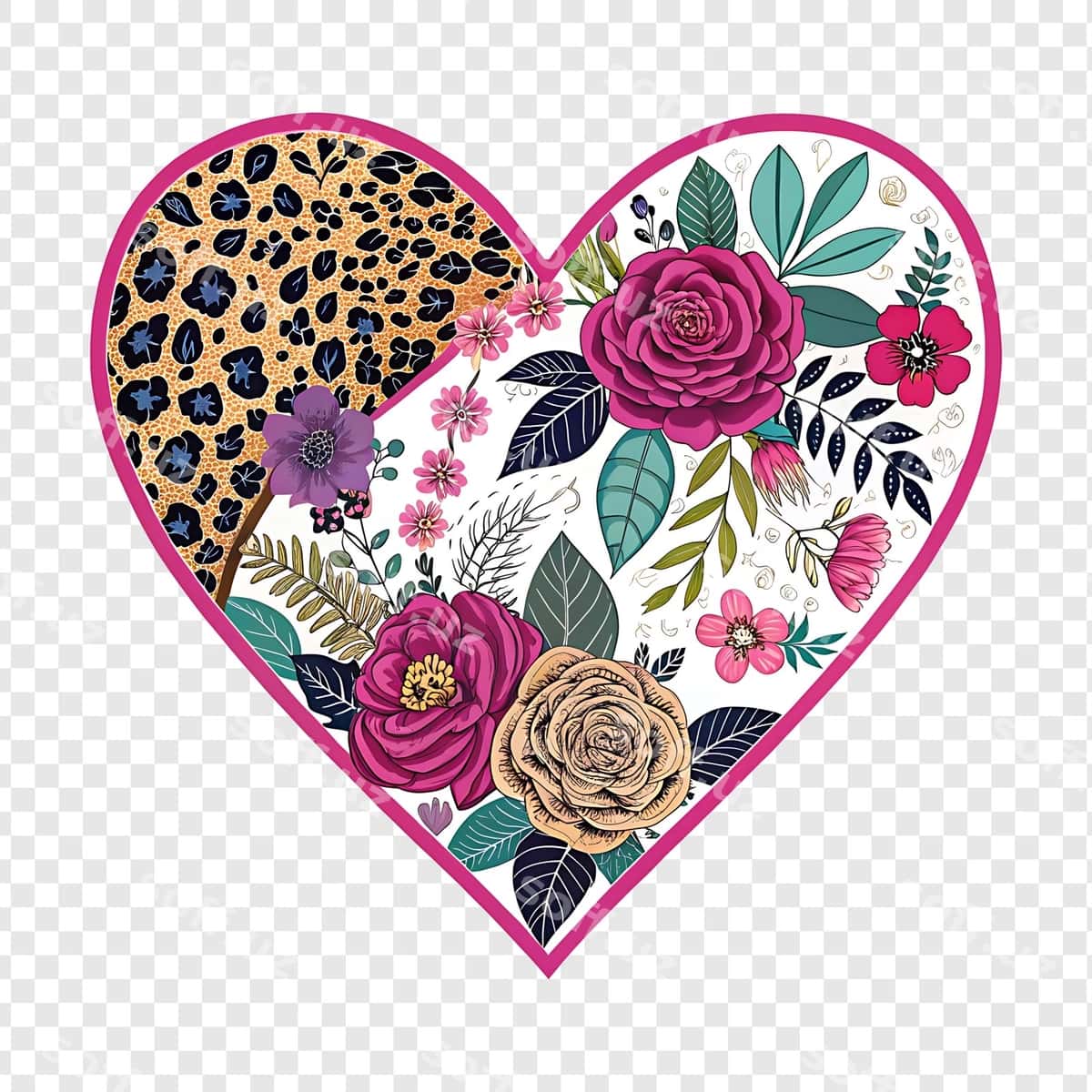 Leopard naqshli yurak shaklidagi gullar | Heart flowers with leopard print it 1