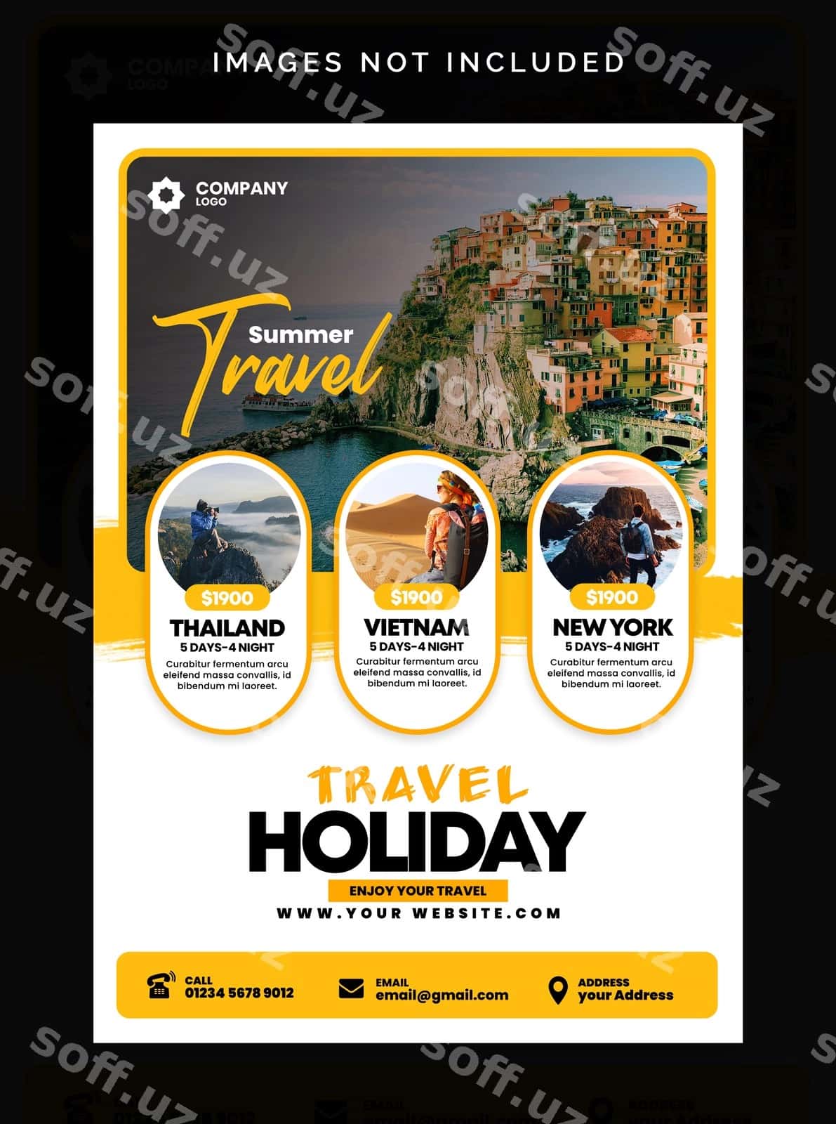 Dam olish sayohati flyer dizayni | Holiday travel flyer design 1