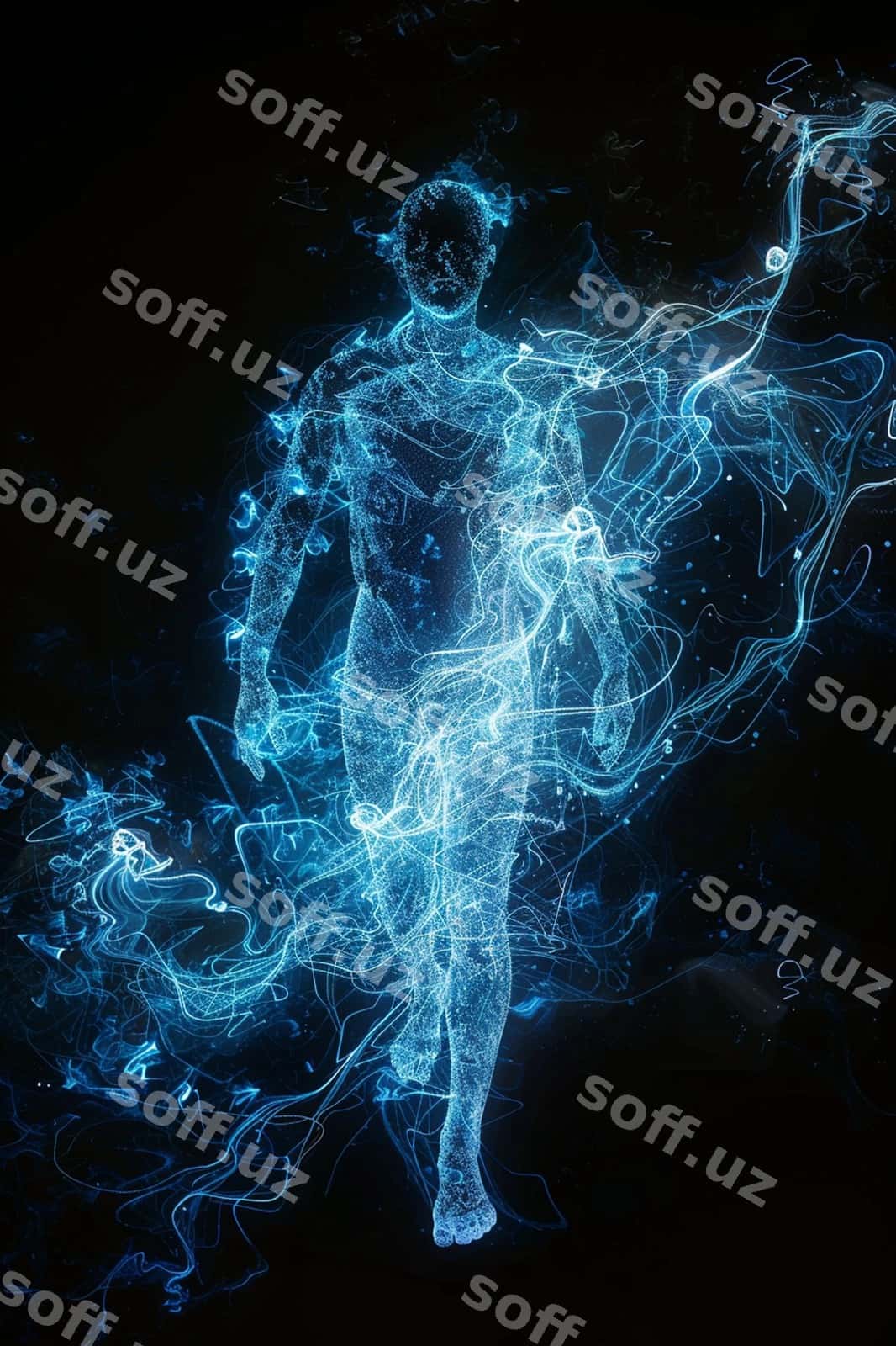 Hologram yorqin poligonal konstruktsiya | Hologram glowing polygonal construction 1