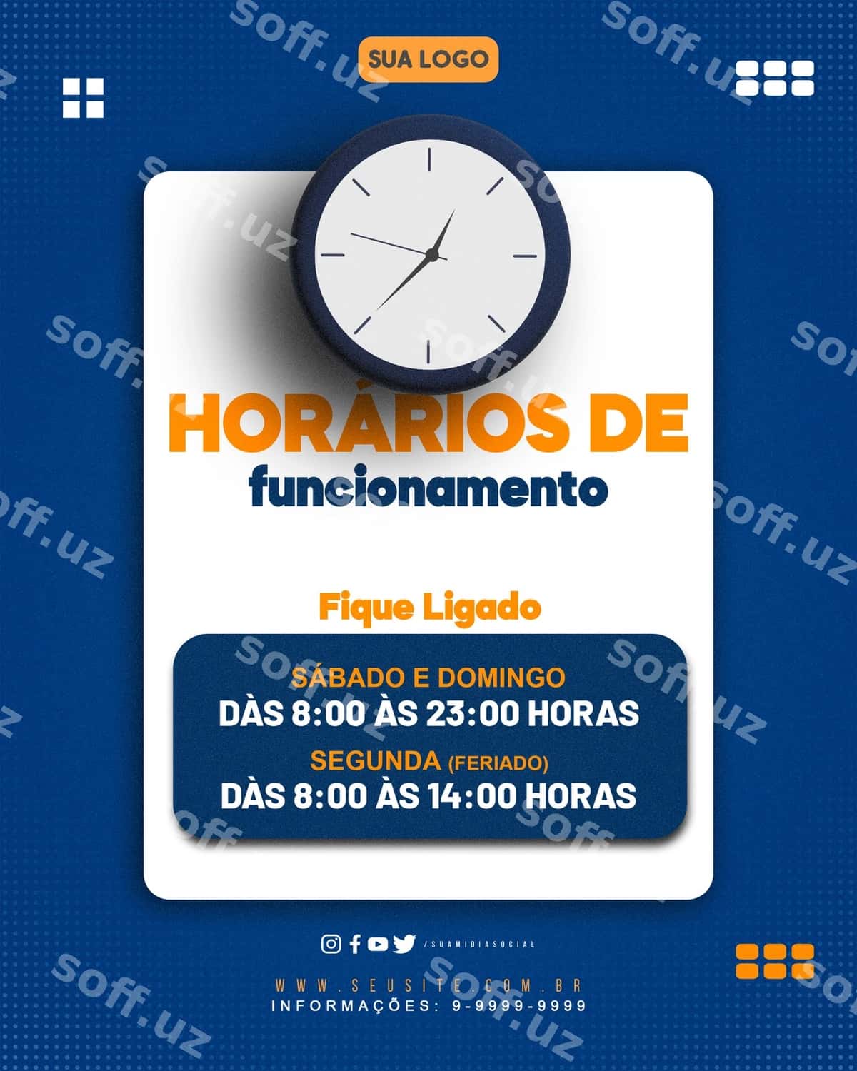 Ish vaqti shablon feedi | Horario de funcionamento template feed 1