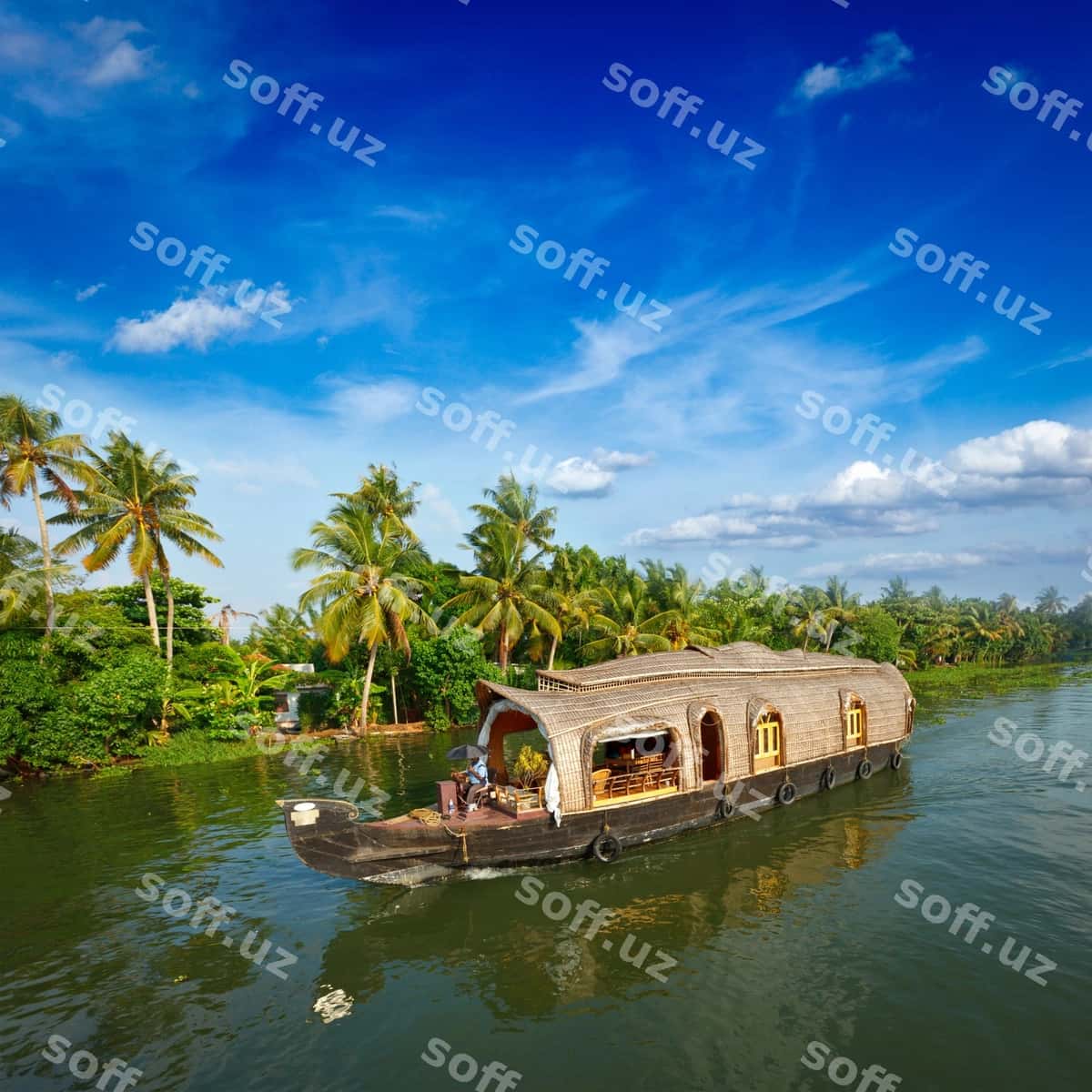 Uy-otaq Kerala orqali o'tgan suvlar Hindiston | Houseboat kerala backwaters india 1