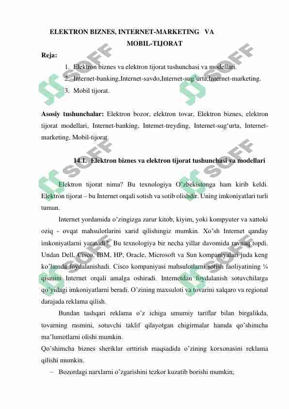 ELEKTRON BIZNES, INTERNET-MARKETING VA  MOBIL-TIJORAT 1
