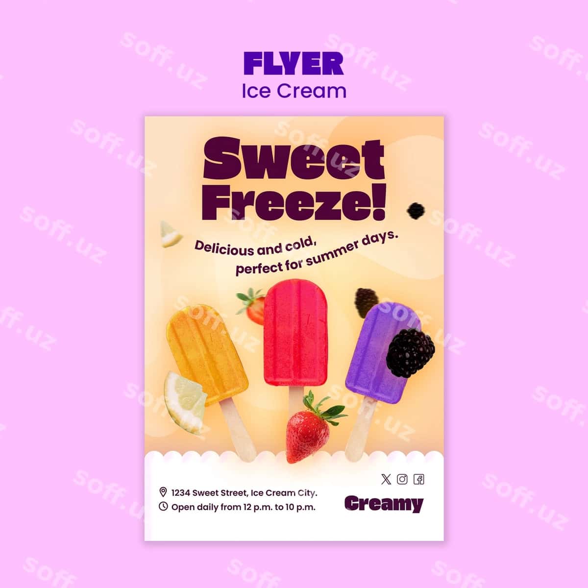Muzqaymoq shablon dizayni | Ice cream template design 1