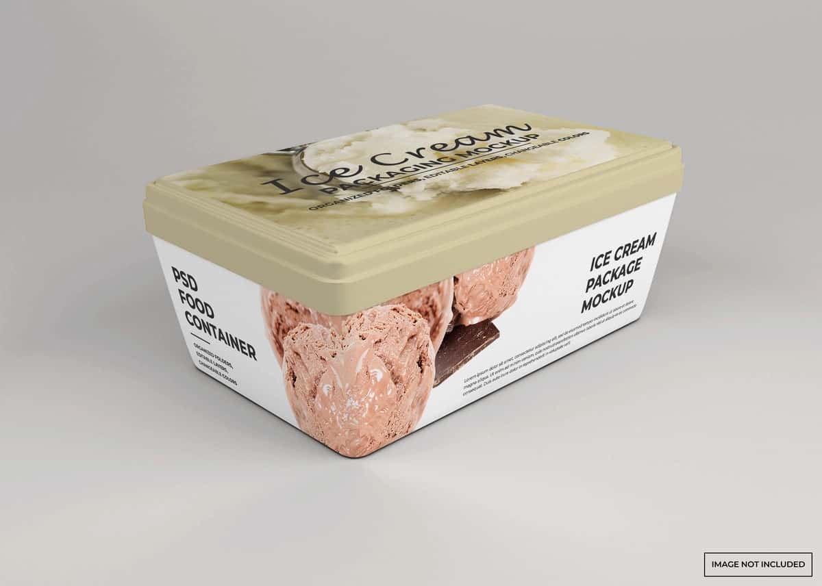To'rtburchak muzqaymoq qadoqlash maketi | Rectangular ice cream packaging mockup 1