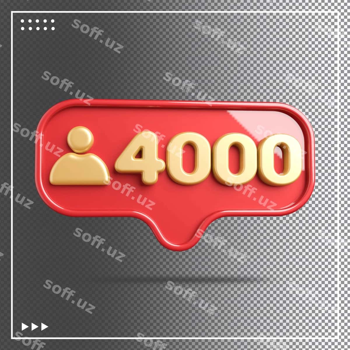 Ikon 4000 kuzatuvchilar oltin qizil bilan | Icon 4000 followers gold with red 1