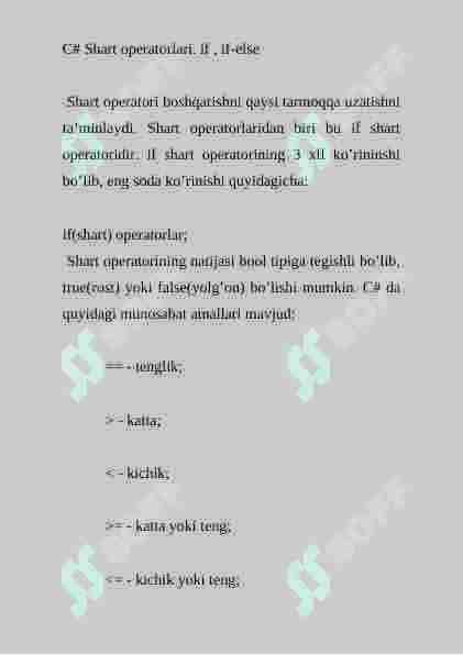 if else shart operatori , swich case(tanlash operatori) 2