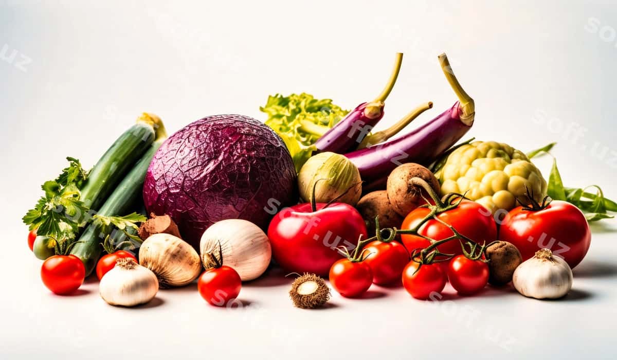 Rasm turli yangi sabzavotlarni ko'rsatadi | Image shows variety fresh vegetables 1