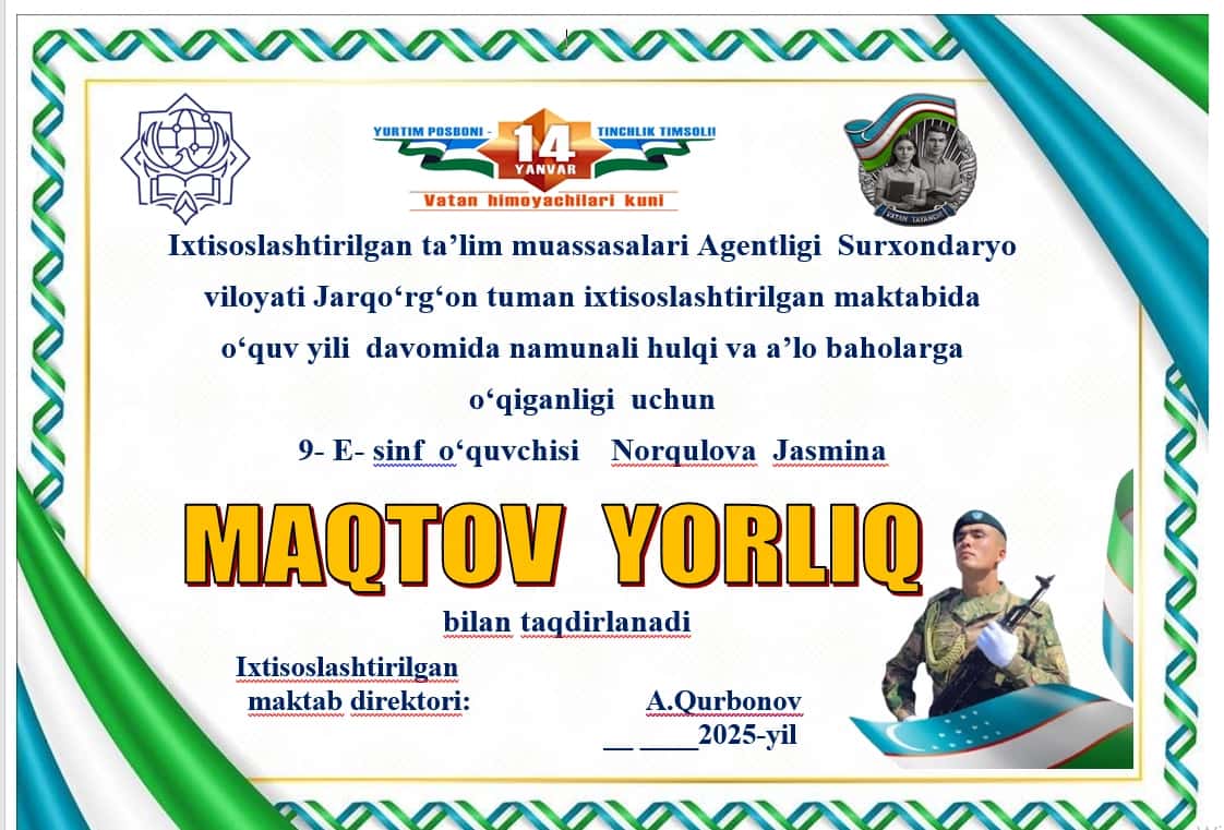 Faxriy  va maqtov  yorliqlari 2