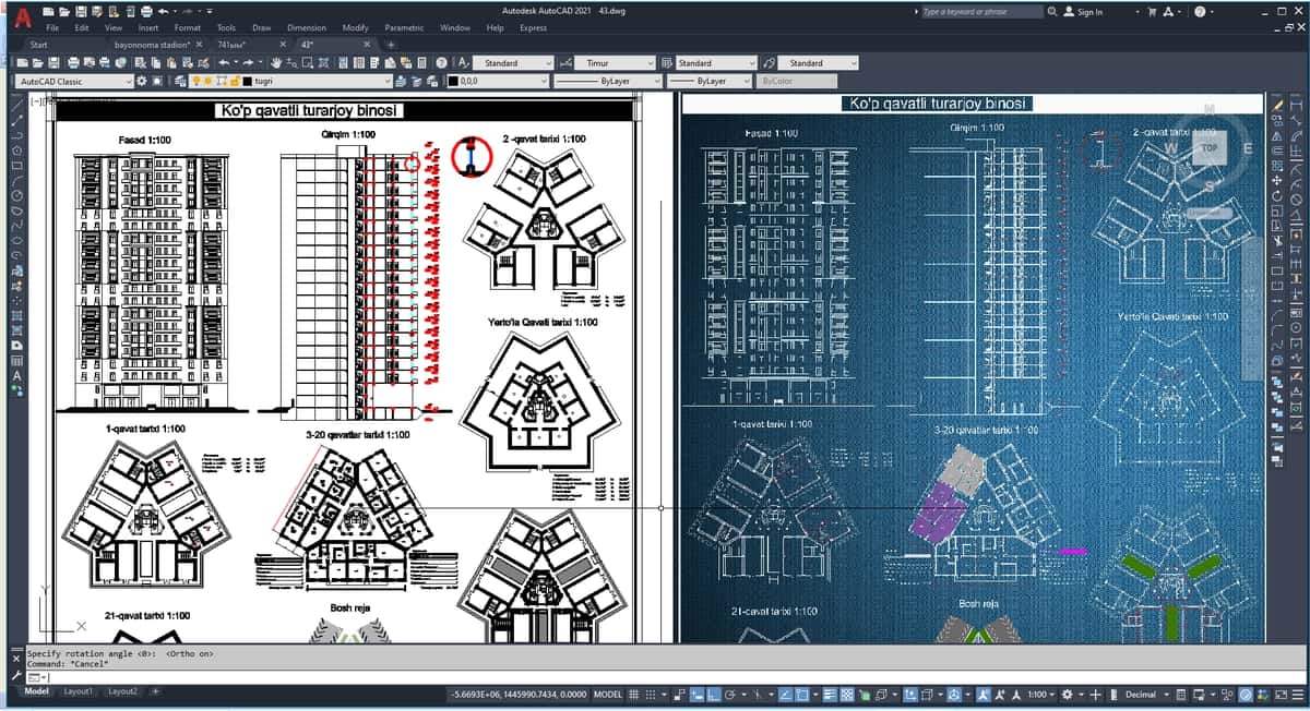 Ko'p qavatli turar-joy binosi .DWG AutoCAD varianti.zip 1