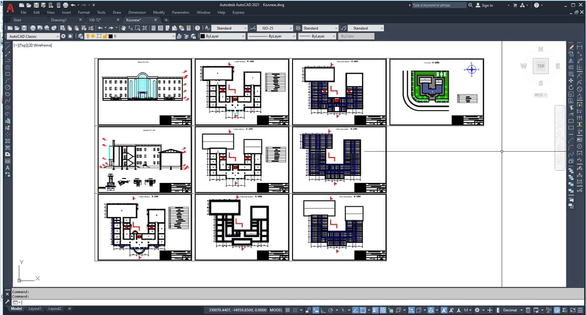 Texnikum arxitekturaviy loyihasi konstursiyasi bilan. dwg Autocad 1