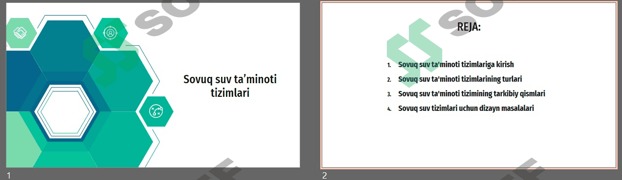 Sovuq suv ta'minoti tizimlari. 1