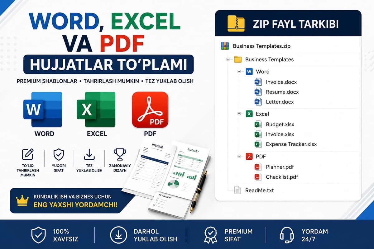 Biznes uchun Word, Excel va PDF Shablonlari 1