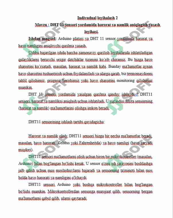 DHT 11 sensori yordamida harorat va namlik aniqlagich yasash loyihasi. 4