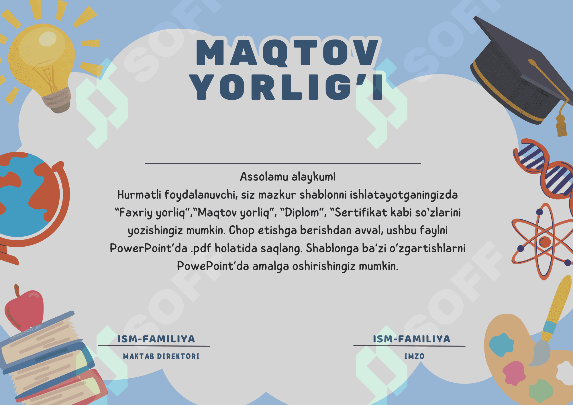 Maqtov yorliq boshlang'ich sinflar 1