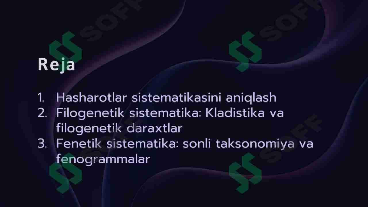 Hasharotlar sistematikasining asosiy printsiplari. Sistematikada filogenetik va fenetik yo’nalishlar 2