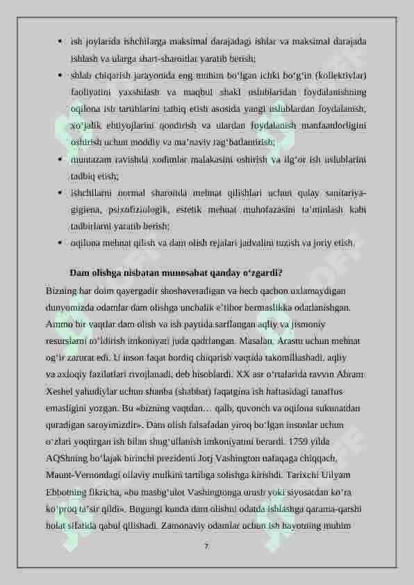 Mehnat qilish va dam olish o‘rtasidagi bog‘liqlik 7