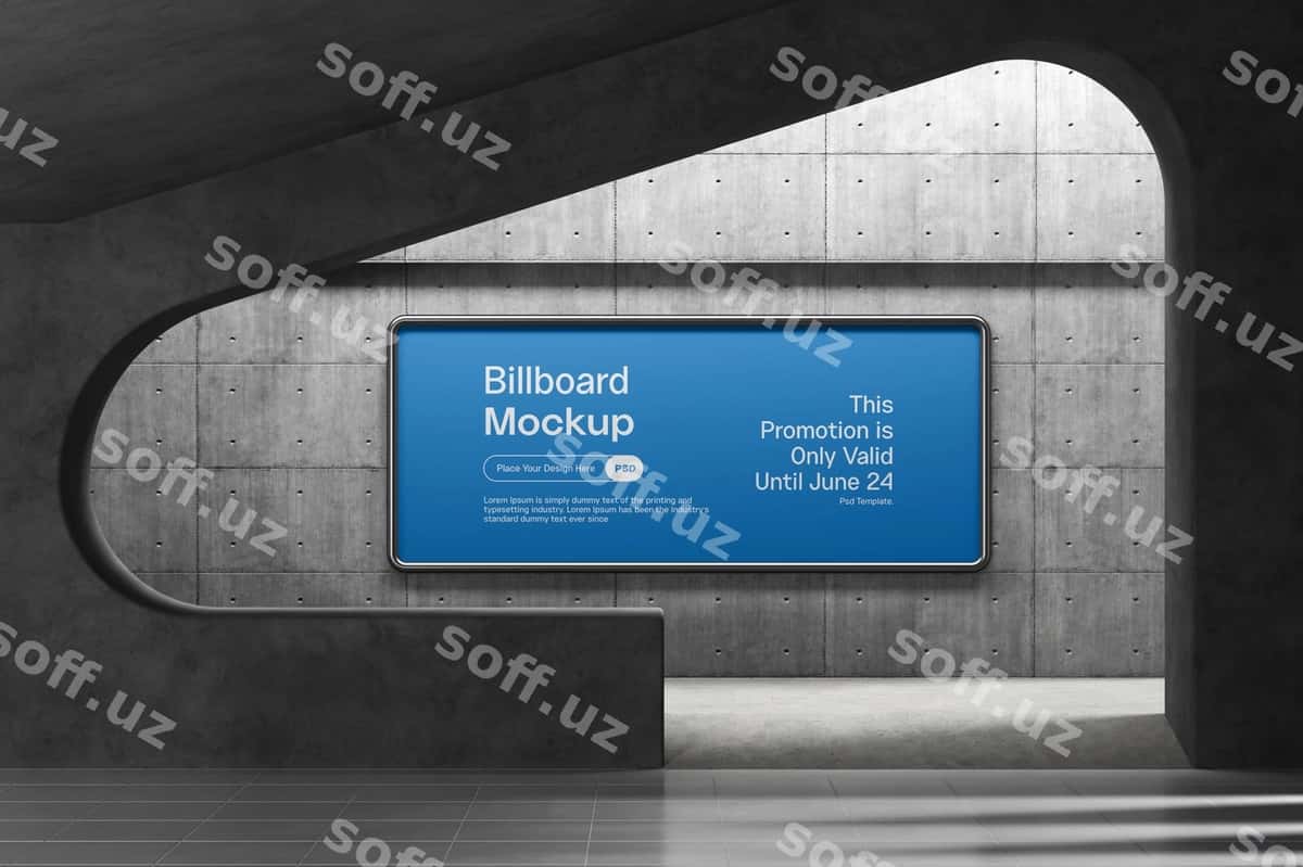 Ichki billboard mockup | Indoor billboard mockup 1