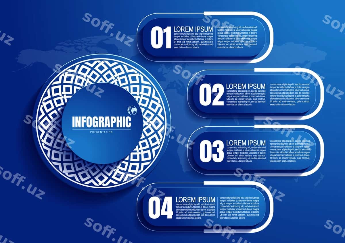 Chorak bosqichdan iborat grafika | Infographic with four steps 1