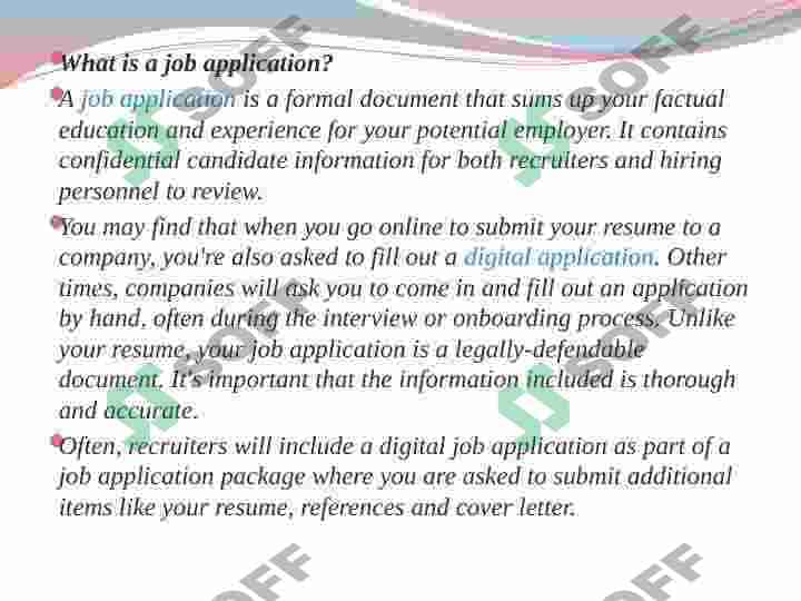 Applying for work. 2