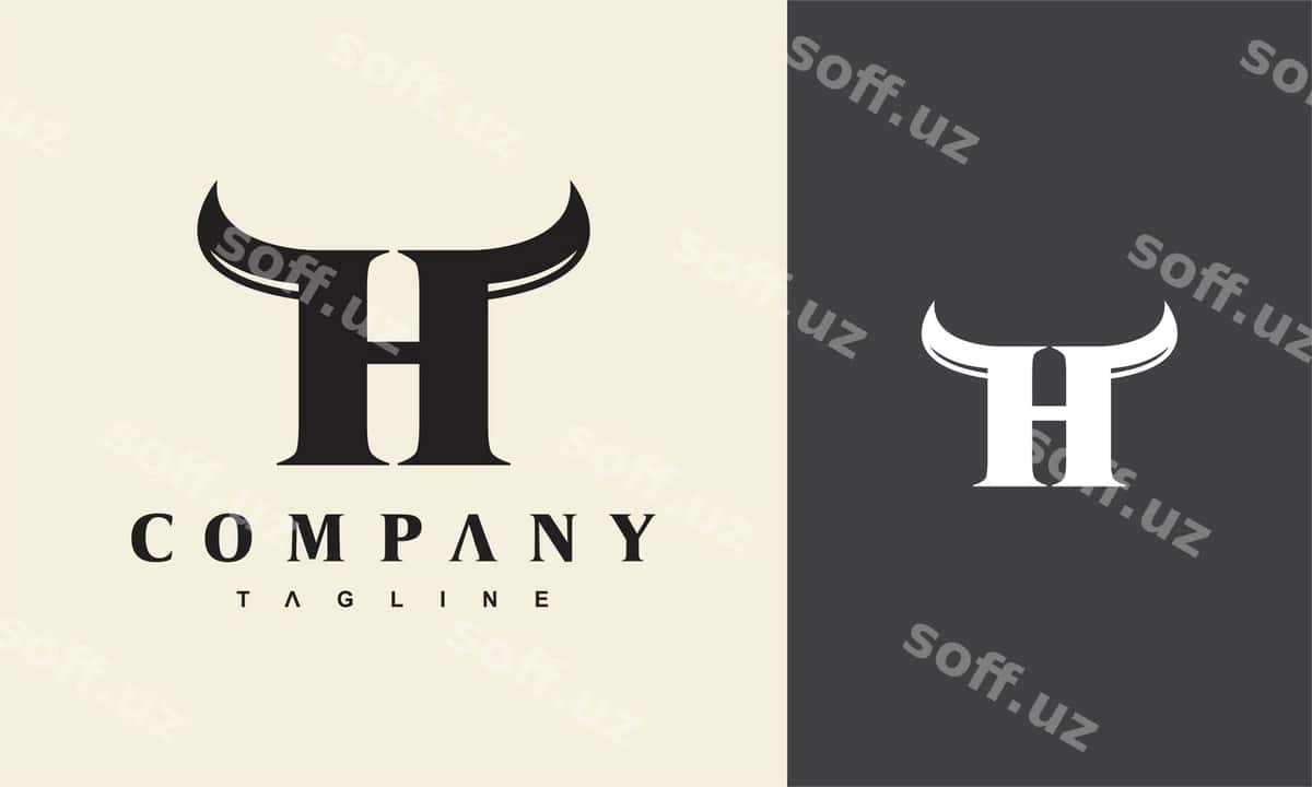 Bosh harf H burqin logotipi | Initial h horn logo 1