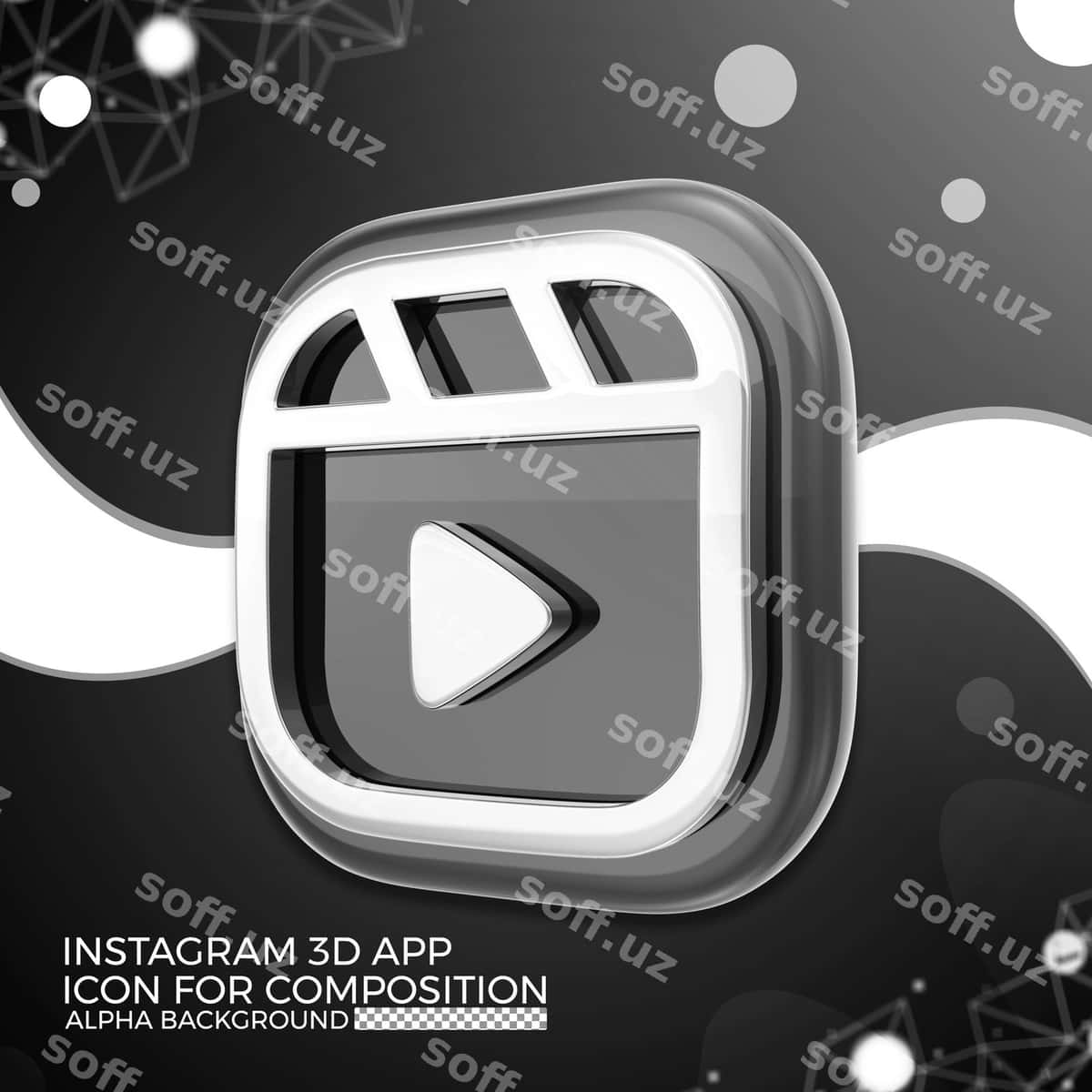 Instagram 3d ilova ikonasi tarkibi | Instagram 3d app icon composition 1