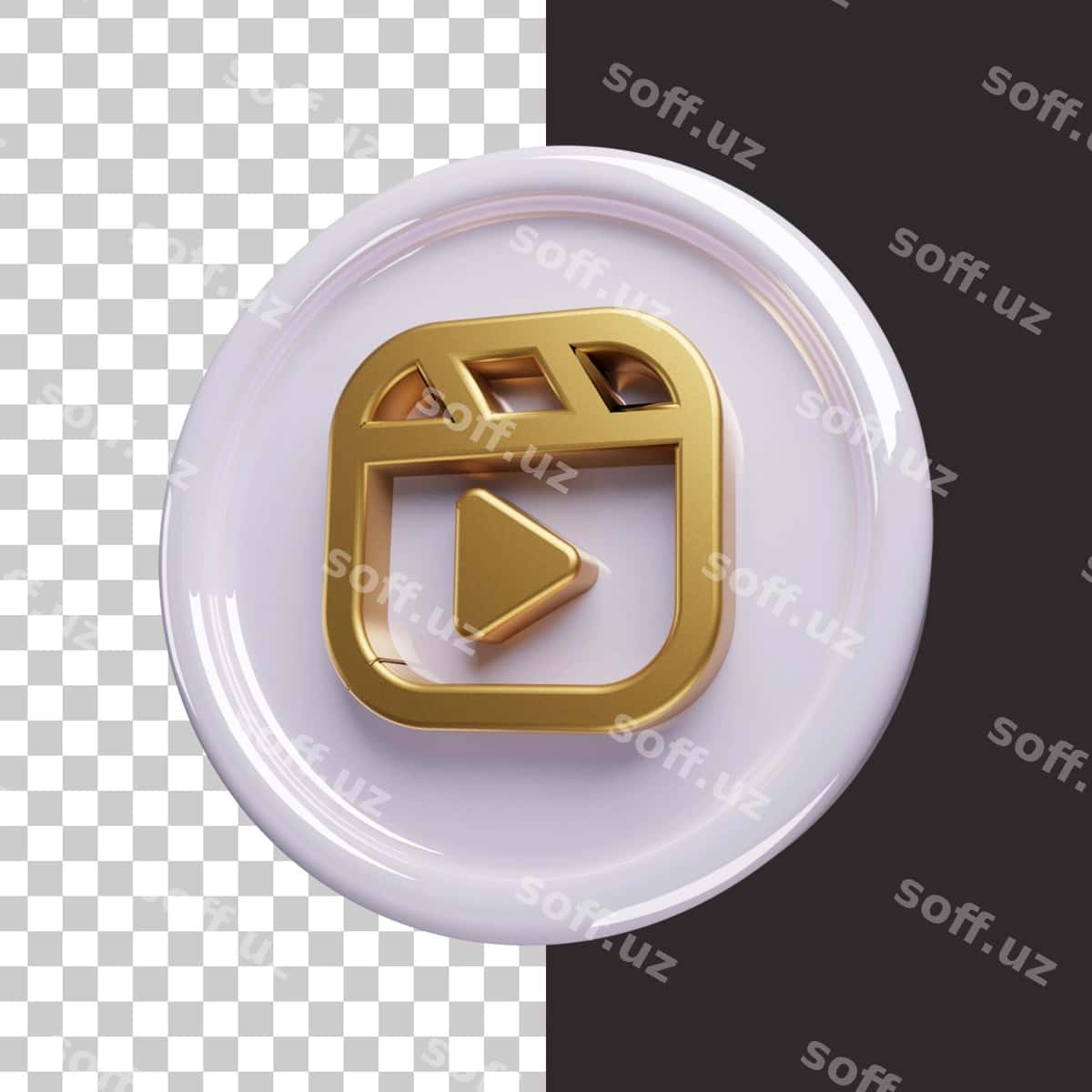 Instagram reels logo oltin uch o'lchovli | Instagram reels logo gold 3d 1