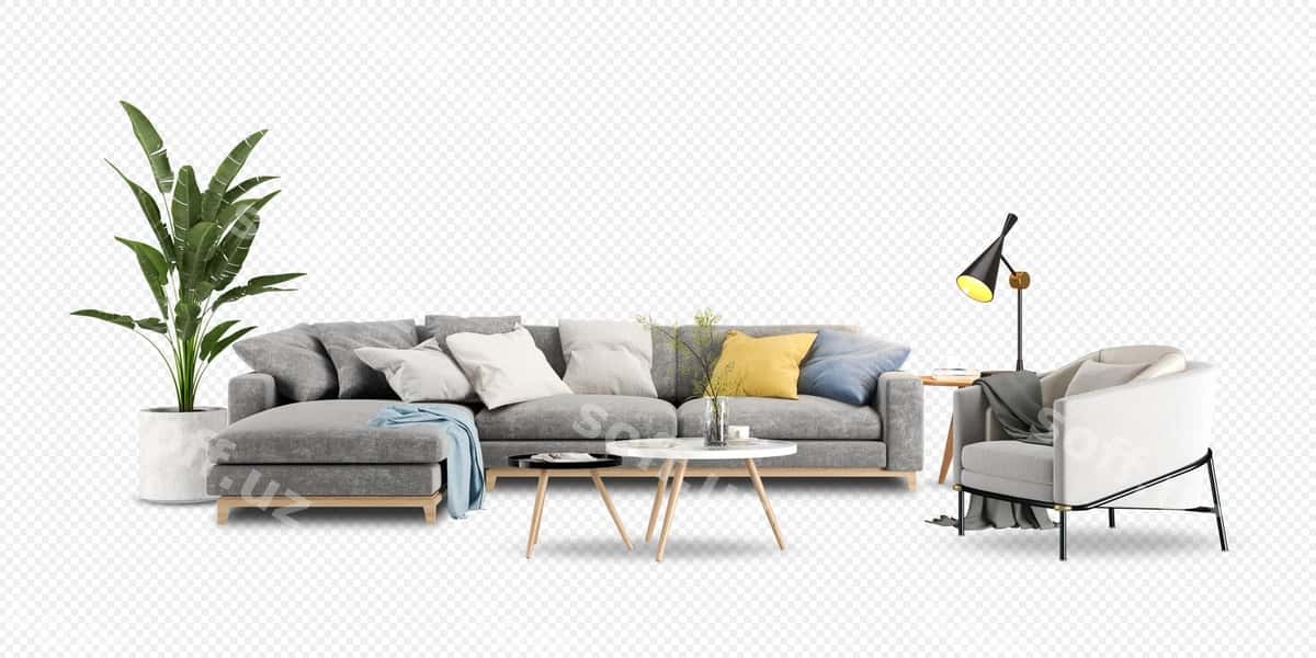 Ichki divan guli 3D render | Interior with sofa plant 3d rendering 1