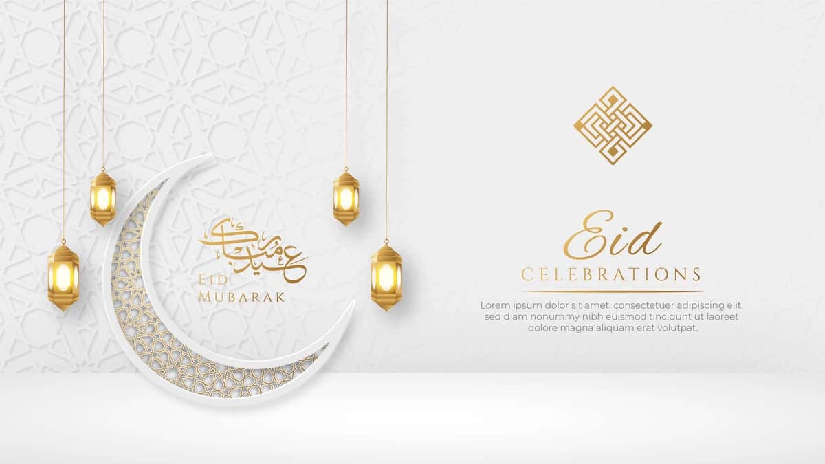 Hayit bayramingiz muborak arabcha nafis hashamatli bezakli islomiy fon bilan | Happy eid arabic elegant luxury ornamental islamic background with 1