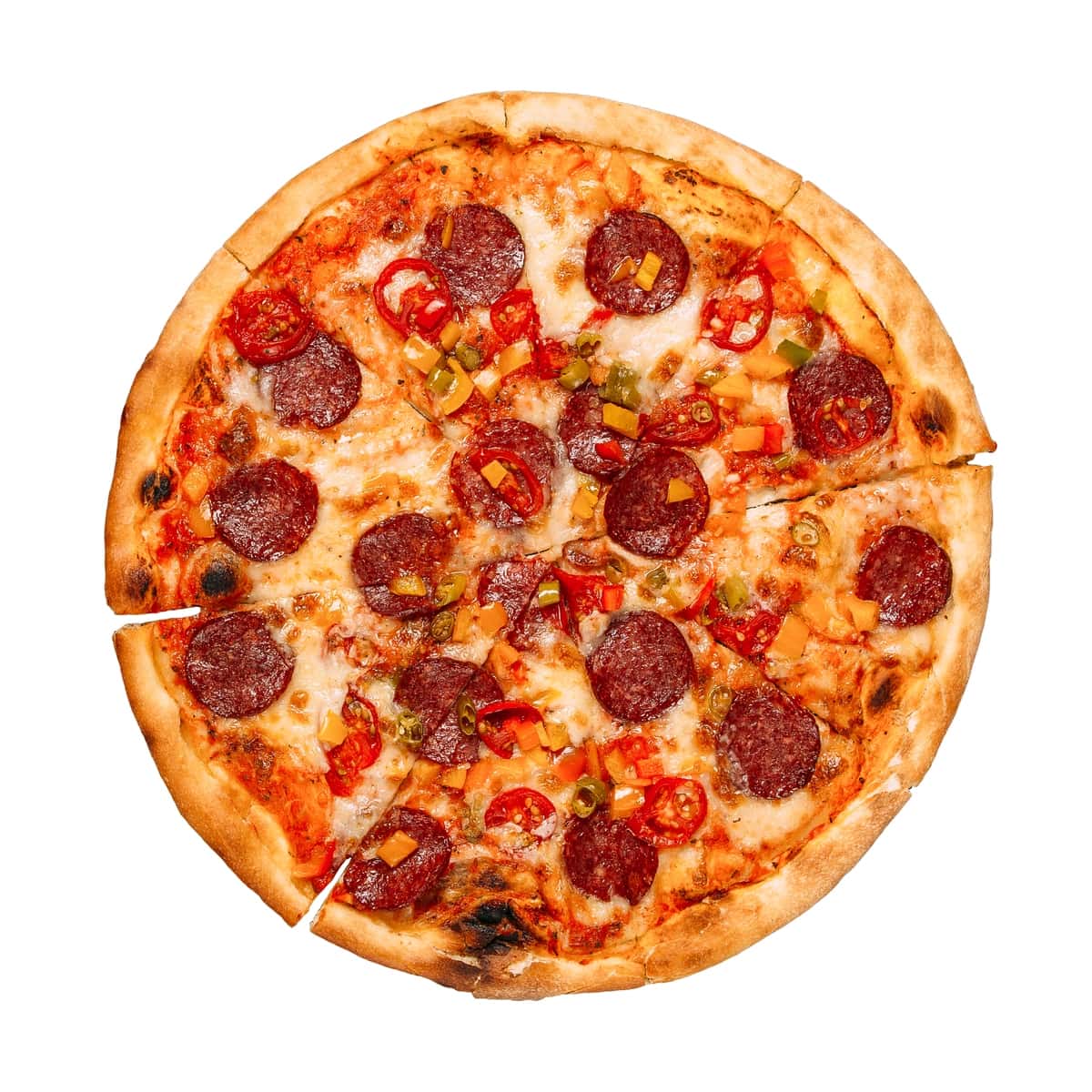 Jalapeno oq bilan izolyatsiyalangan pepeproni pizza | Isolated pepeproni pizza with jalapeno white 1