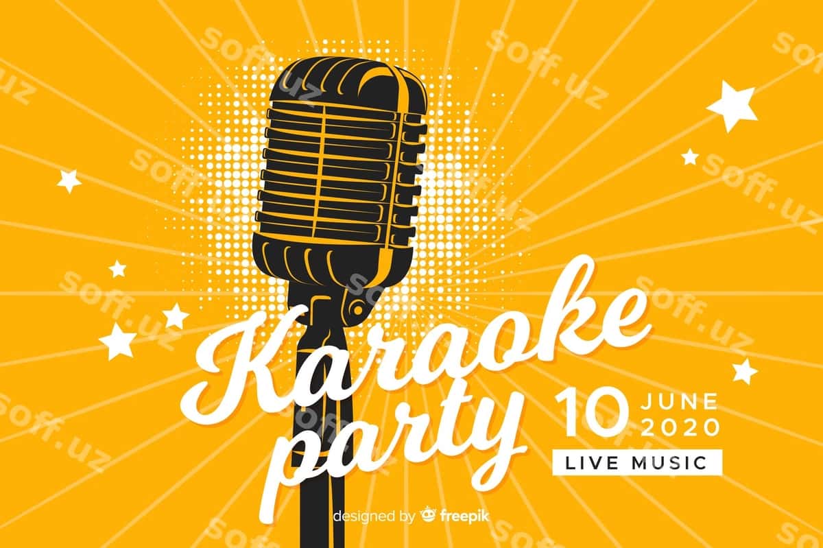 Karaoke banner shablonining tekis uslubi | Karaoke banner template flat style 1