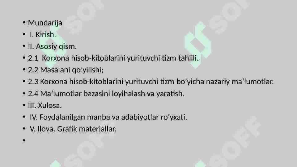 Korxona hisob-kitoblarini yurituvchi tizm. 2