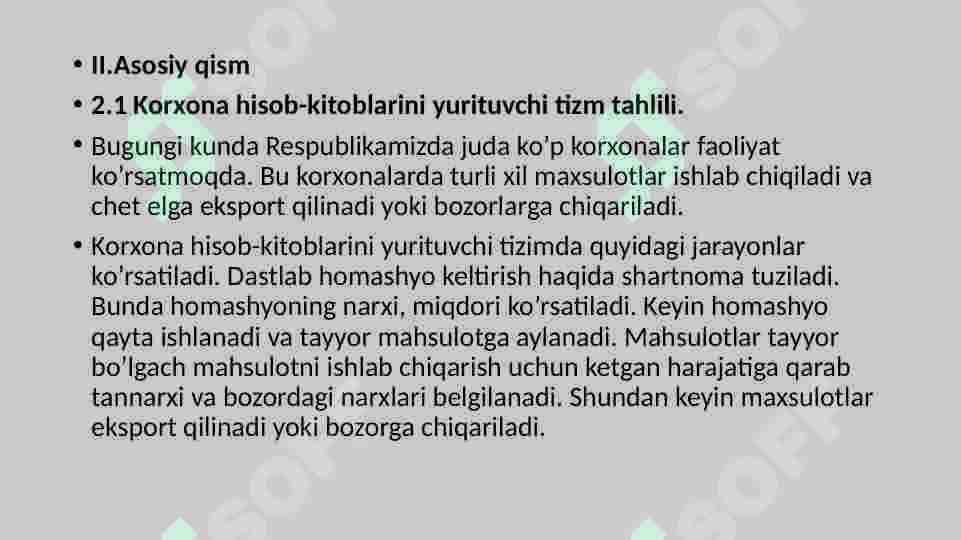 Korxona hisob-kitoblarini yurituvchi tizm. 4