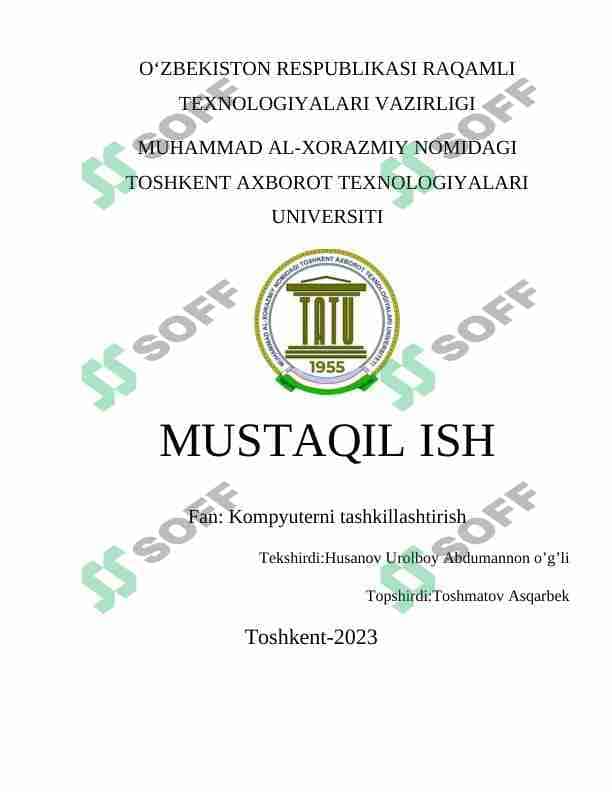 Kompyuterni tashkillashtirish 1