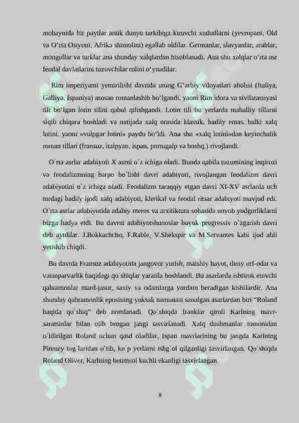 "Nibelunglar haqida qo'shiq" asari va uning Yevropa madaniyati tarixidagi o'rni 8