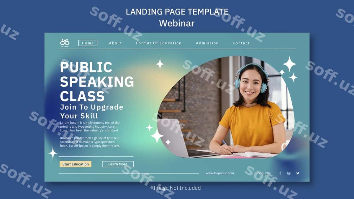 Landing sahifa shabloni webinar sinfi | Landing page template webinar class 1
