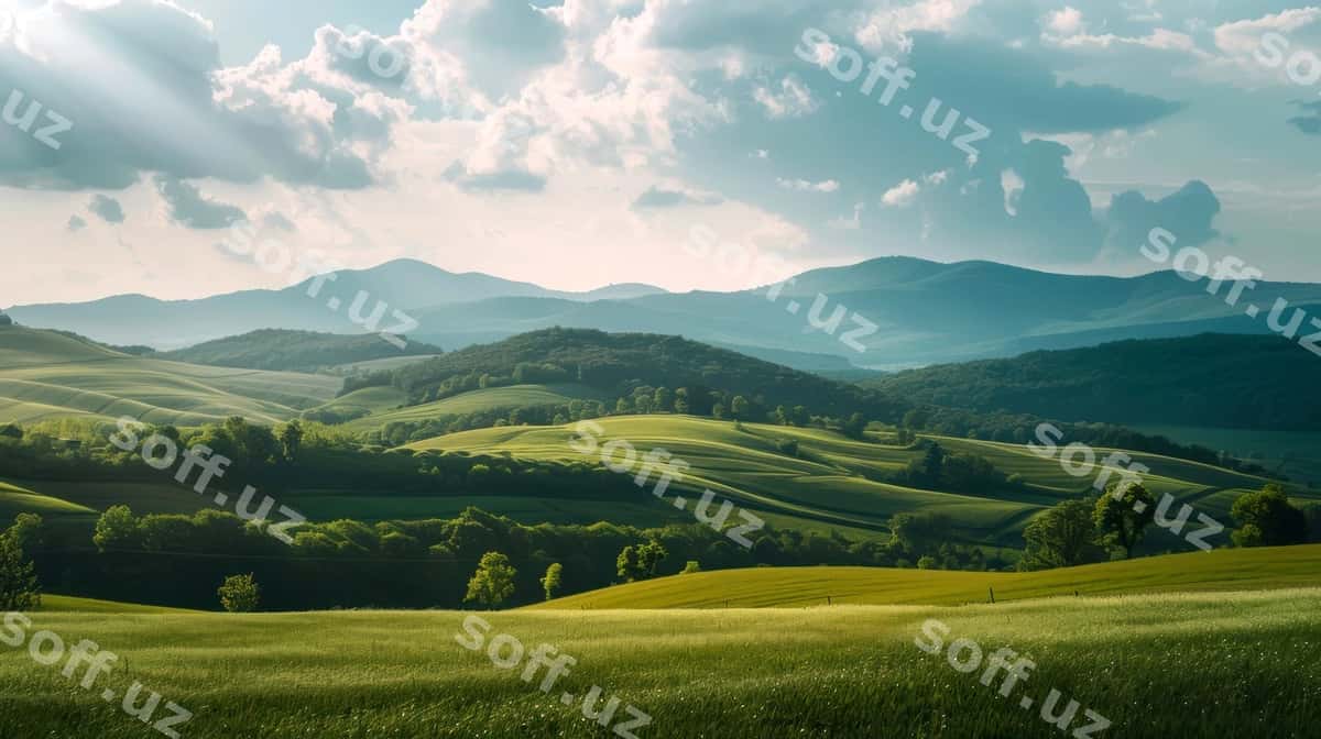 Manzara go'zal tepa, quyoshli kun, yoz | Landscape beautiful hill sunny day summer 1