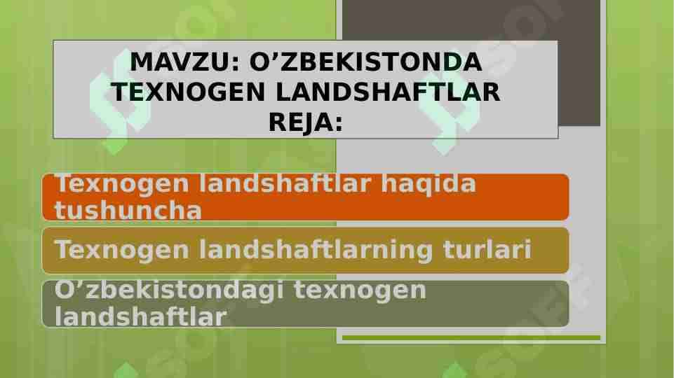 O’ZBEKISTONDA TEXNOGEN LANDSHAFTLAR