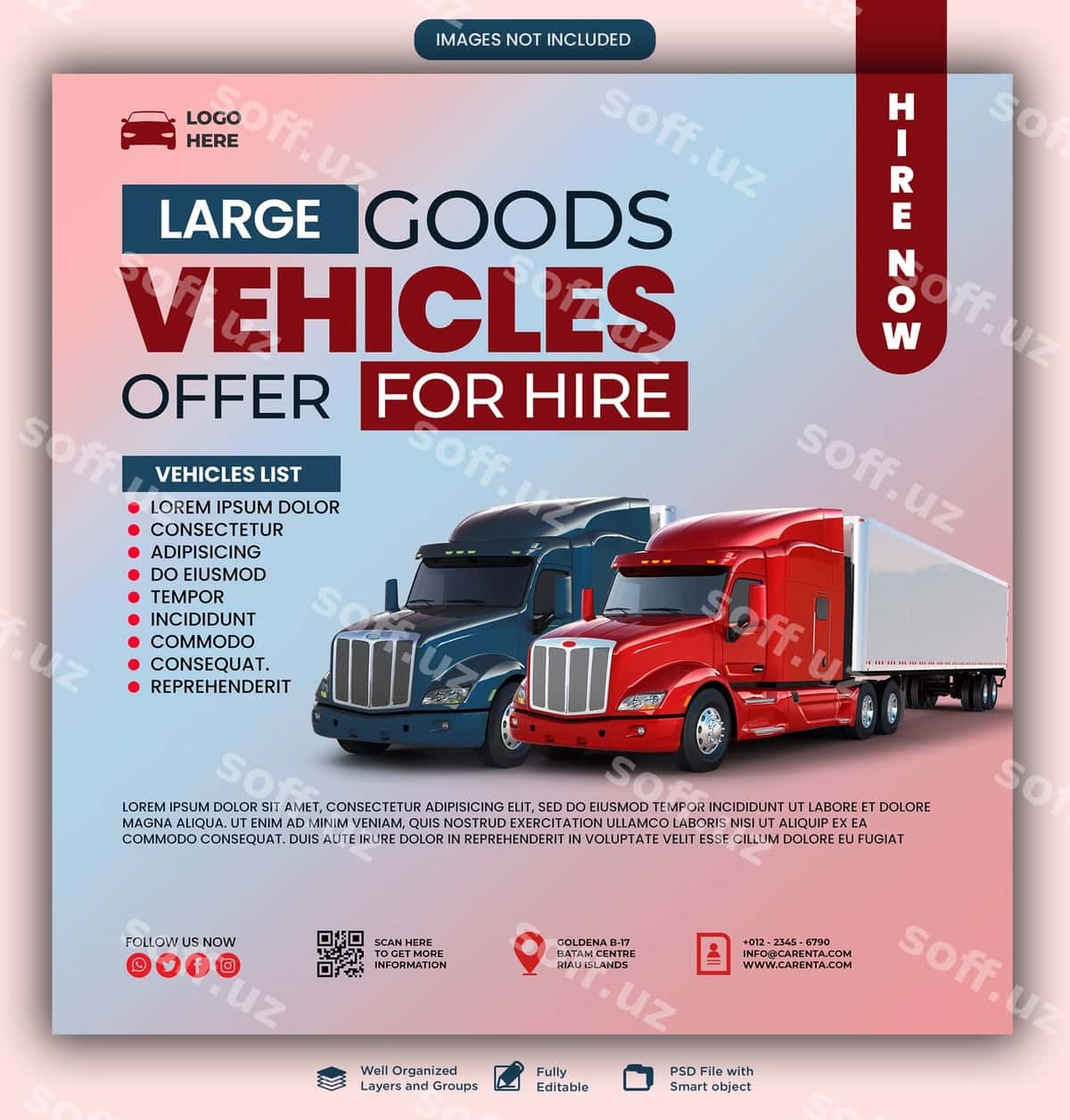 Katta qizil yuk avtomobili katta prinsip bilan sotuvda | Large red truck with large trailer sale 1