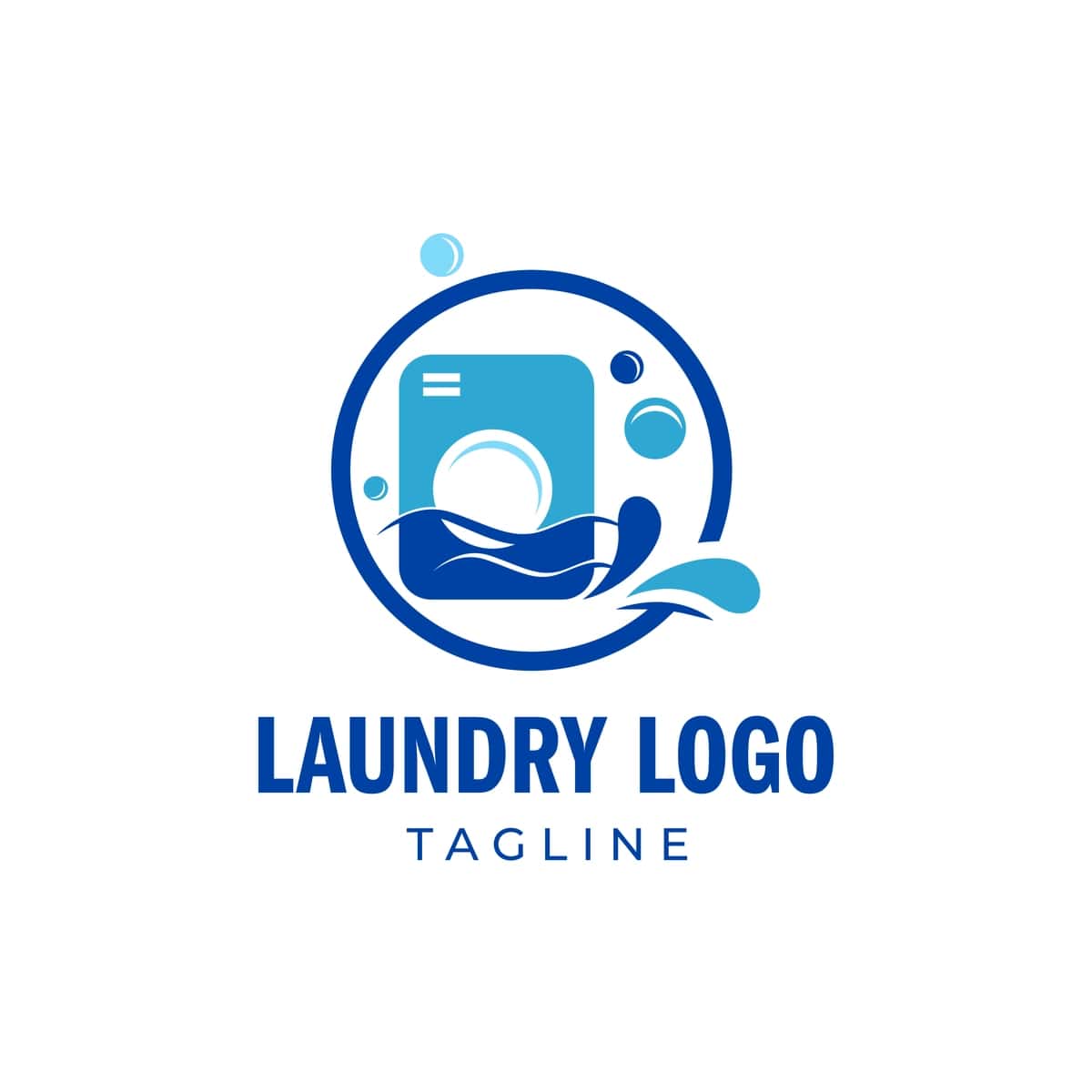 Moviy kir yuvish mashinasi logotipi mos tozalash biznesi | Blue laundry washing machine logo suitable cleaning business 1