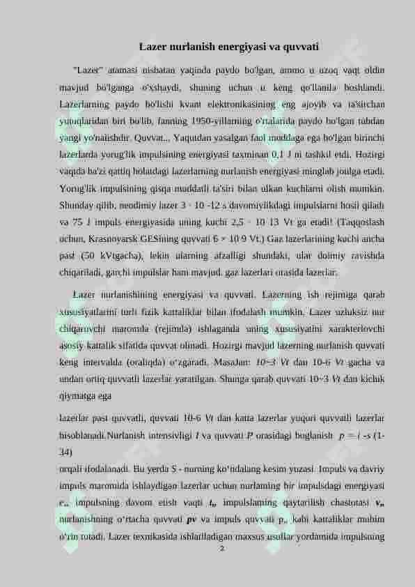 Erkin elektronlarda ishlovchi lazerlar 2