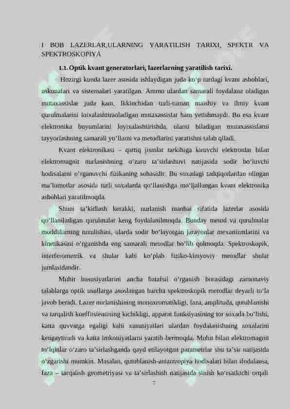 Lazerlar va lazerli spektroskopiya istiqbollari 7
