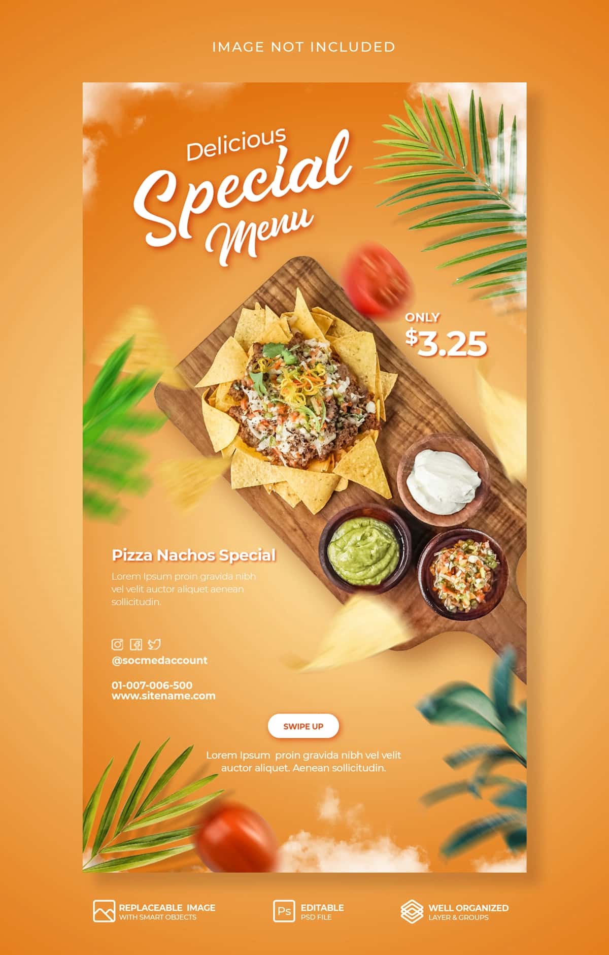 Maxsus issiq nachos taomlari menyusini reklama qilish ijtimoiy media instagram hikoyasi | Special hot nachos food menu promotion social media instagram story 1