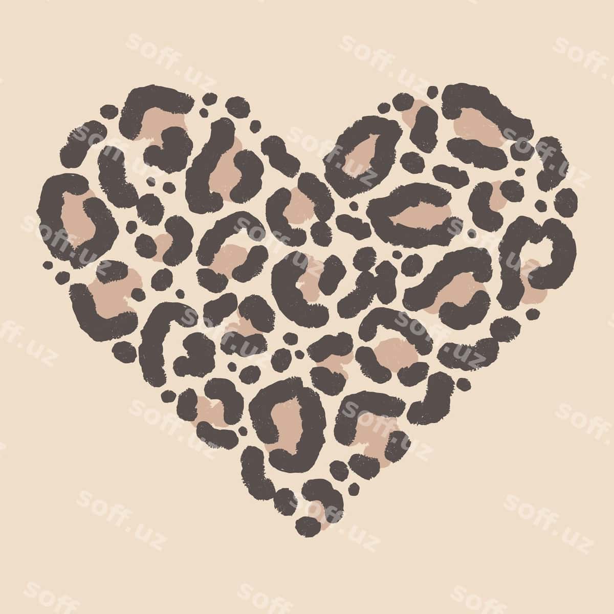 Fil teri yurak shaklidagi hayvon printi | Leopard skin shape heart animal print 1