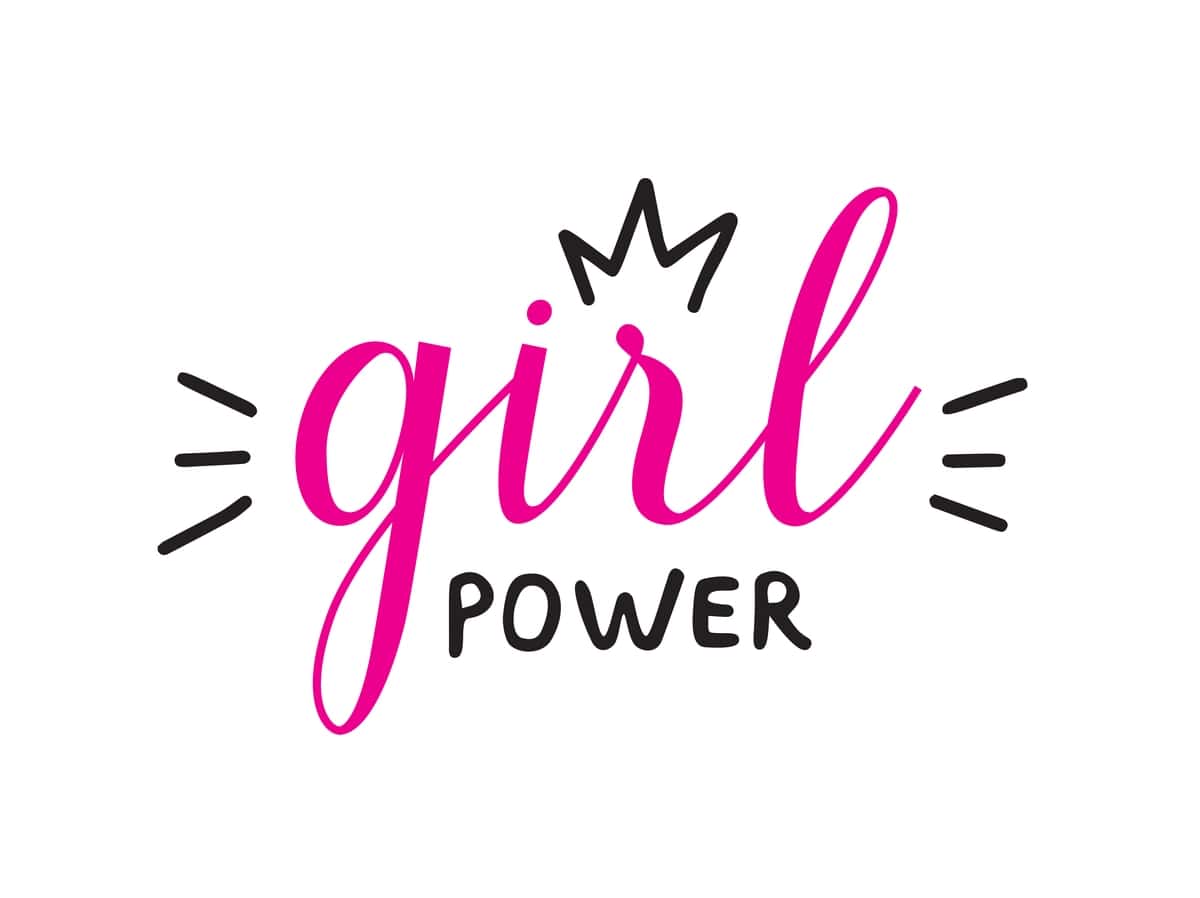 Qiz kuch iqtibos qo'lyozma vektor harflar feministik shiori banner | Girl power quote handwritten vector lettering feminist slogan banner 1