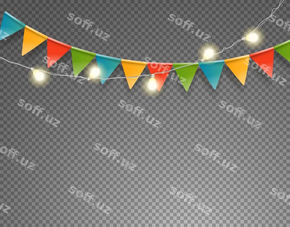 Yengil bayroqli gulchambarlar shaffof izolyatsiyalangan | Light flag garlands isolated transparent 1