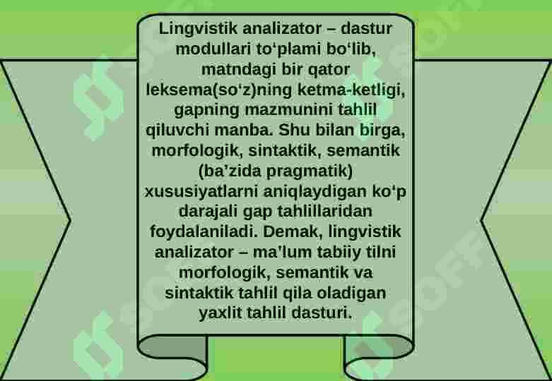 LINGVISTIK MA’LUMOTLARNI (MORFEMA, LEKSEMA, FRAZEMA, BIRIKMA VA GAP) KOMPYUTER TA’MINOTIGA KIRITISH VA QAYTA ISHLASH 7