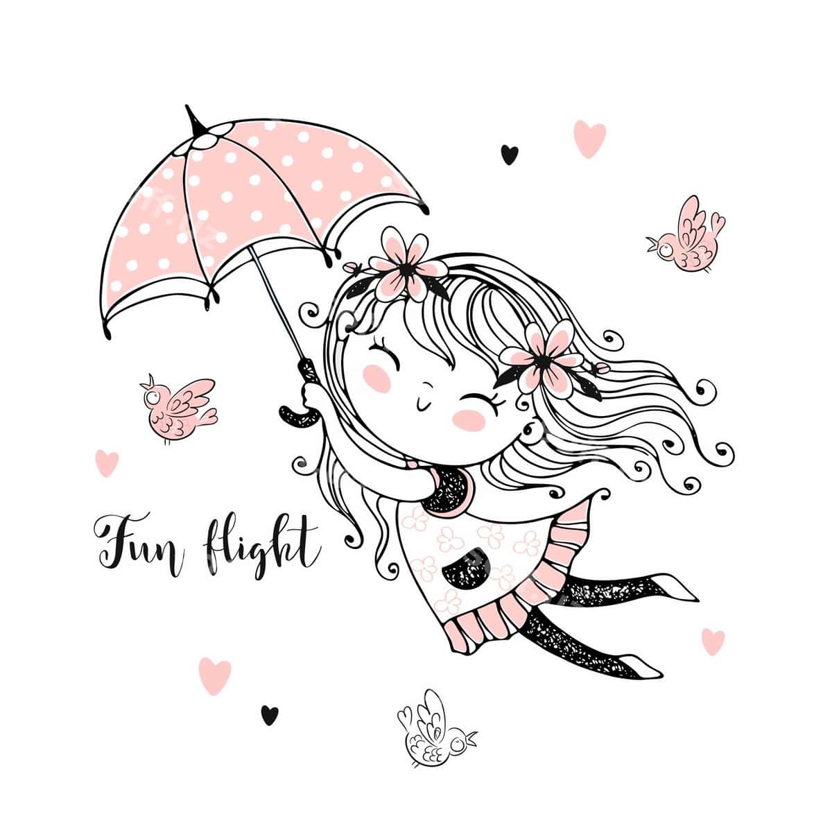 Kichik chiroyli qiz omborchi voligidan uchmoqda | Little cute girl flying umbrella 1